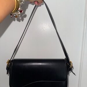 SHEIN Black Shoulder Bag with Gold Accents